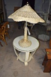 Wicker table and lamp