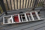 Aluminum ladder and shovels