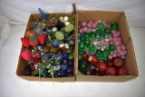 2 boxes of glass decorative fruit