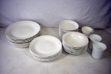 3 boxes of English iron stone cups, plates, saucers, bowls