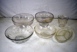 Etched glass bowls and dishes