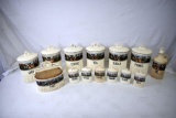 14 Piece Canister set made in Czechoslovakian, has damage