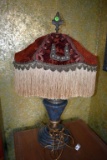 Wooden side lamp with shade
