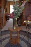 Wooden plant stand and vase