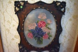 Victorian style frame with floral print on canvas