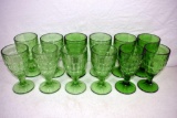 12 Green depression goblets