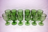 12 Green depression goblets