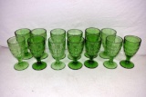 13 Green depression goblets