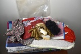 Doll blankets, cloths, wigs