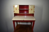 Childs metal table and hutch