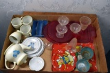 Plastic and metal child's dishes