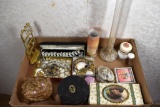 Assorted costume jewelry and small jewelry boxes