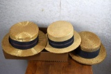 3 Straw vintage hats