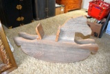 Rustic wooden rocking horse