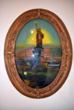 Statue of Liberty reverse painting with art decoy frame