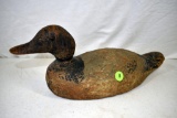 Hand carved wooden decoy with glass eyes