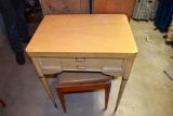 Sewing machine cabinet and stool