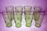 8 Green depression water glasses