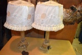 Glass dresser lamps with shades