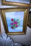 Framed hand painted flower print