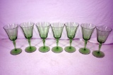 7 Green depression goblets