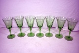 7 Green depression goblets