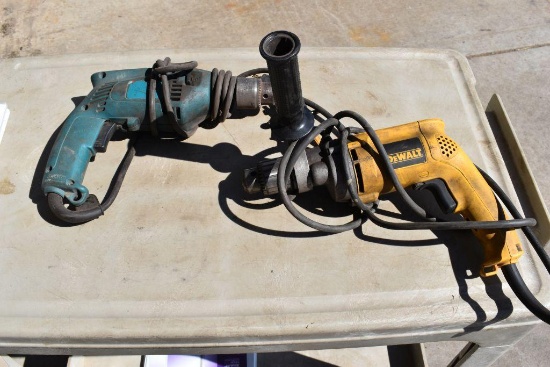DeWalt 1/2" Hammer Drill, electric, tested & working & Mikita 1/2" electric drill, working