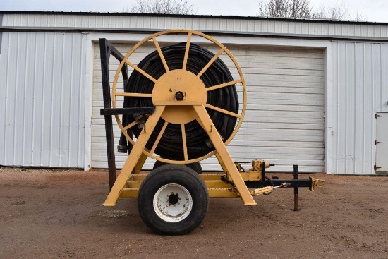 Shop Built Single Axle Hose Reel, PTO Drive, (7) Sections of 660' Main Line Manure Hose at 6" Wide,