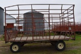 E-Z Trail 9'x16' Steel Bale Throw Rack, Good Wooden Floor, E-Z Trail 872-W Running Gear, Tag 2