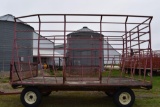 Storms 9'x16' Steel Bale Throw Rack, Good Wooden Floor, E-Z Trail 872-W Running Gear, Tag 14