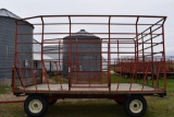 Storms 9'x16' Steel Bale Throw Rack, Good Wooden Floor, E-Z Trail 872-W Running Gear, Tag 19