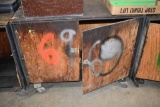 Rolling Metal 2 Door Cabinet, Wood Doors & Back