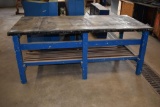 Wood Framed Work Bench, Seet Metal Top, 36