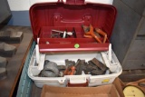 Box Of Lathe Dogs, Chuck Bits, Pulleys, & Assorted Lathe Parts