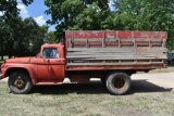 1964 Ford F600 Single Axle Truck, V8 Gas, 4 x 2 Speed, 85,648 Miles, 13' Wooden Box & Hoist