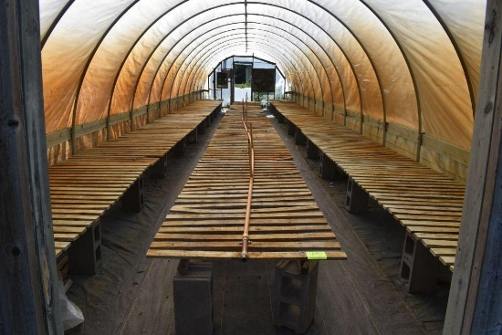 42" wide greenhouse garden benches approx. 160', located in GH 234