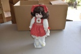Collectible Porcelain Edition Porcelain Faced Doll With Stand