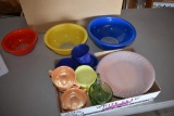 Fire King Creamer And Sugar, Glass Mixing Bowls And Other Kitchen Collectibles