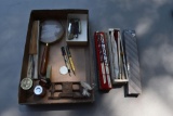 Assortment of Hand Fans, Magnifying Glass, Pocket Knives
