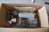 Table top Grind Stone and Assortment of Hardware