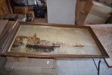 Painted Mirror, 2 Large Framed Pictures