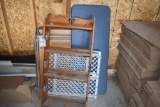 (3) Assorted Card Tables, 3 Tiered Wooden Shelve, Dog Gate
