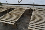 48''x160' wooden greenhouse garden benches with cinder blocks, located in GH 84