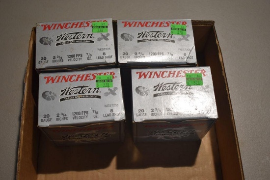 (4) Boxes of Winchester 20 GA. 2 3/4" 1200 Fps 7/8 Oz. 8 Lead Shot, 100 Shots Total