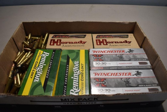 (6) 20 Rd Boxes Of 30-30 Assorted Brands And Gr., 104 RD Total