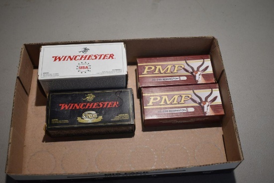 (4) Boxes Of Winchester 22-250 Rem. 45 Gr. JHP 40 Rds Total,(2) PMP 22-250 Rem. 55 GR.