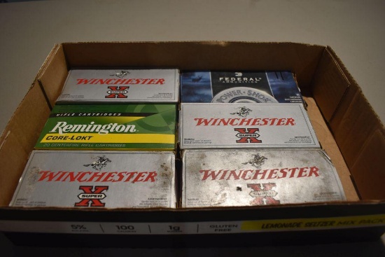 (6) Boxes Of 30-30 Win. Assorted Brands and GR., 111 Rds Total