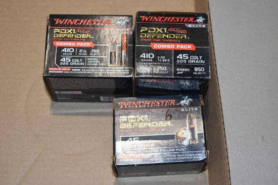 (2) Winchester PDXI Defender 410/45 Combo Pack, (20) .410 GA. 2 1/2" 3DD 12 BB'S, (20)