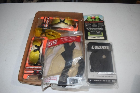 Safety glasses, holster and Star Dot sights