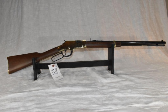 Henry Cal. 22 Magnum Lever Action Rifle, Gold Finish, Octagon Barrel, Open Sights, SN: GB118042M